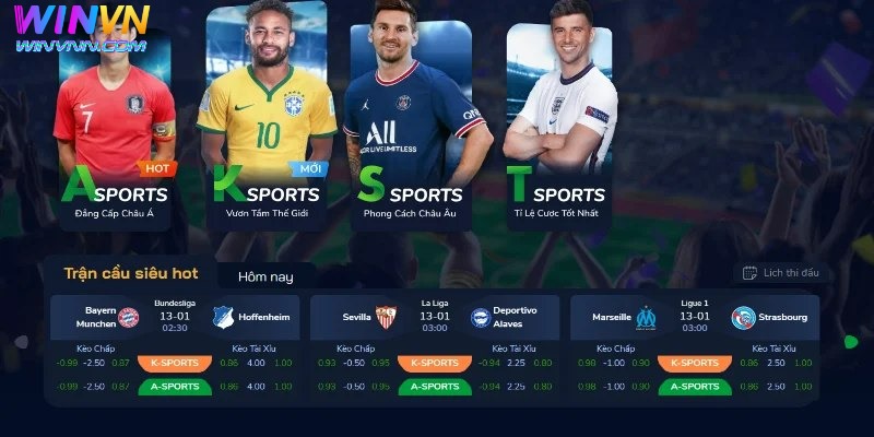 Thể thao WinVN cung cấp những kèo đỉnh cao, hấp dẫn